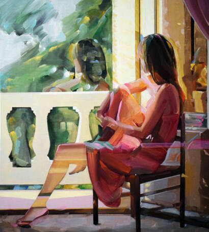 quadro di evita andujar donna seduta alla finestra