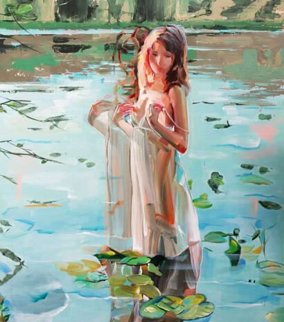 quadro acrilico su tela con donna