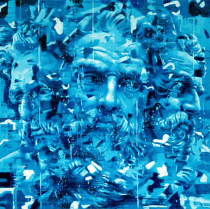 dipinto blu di Silvio Porzionato